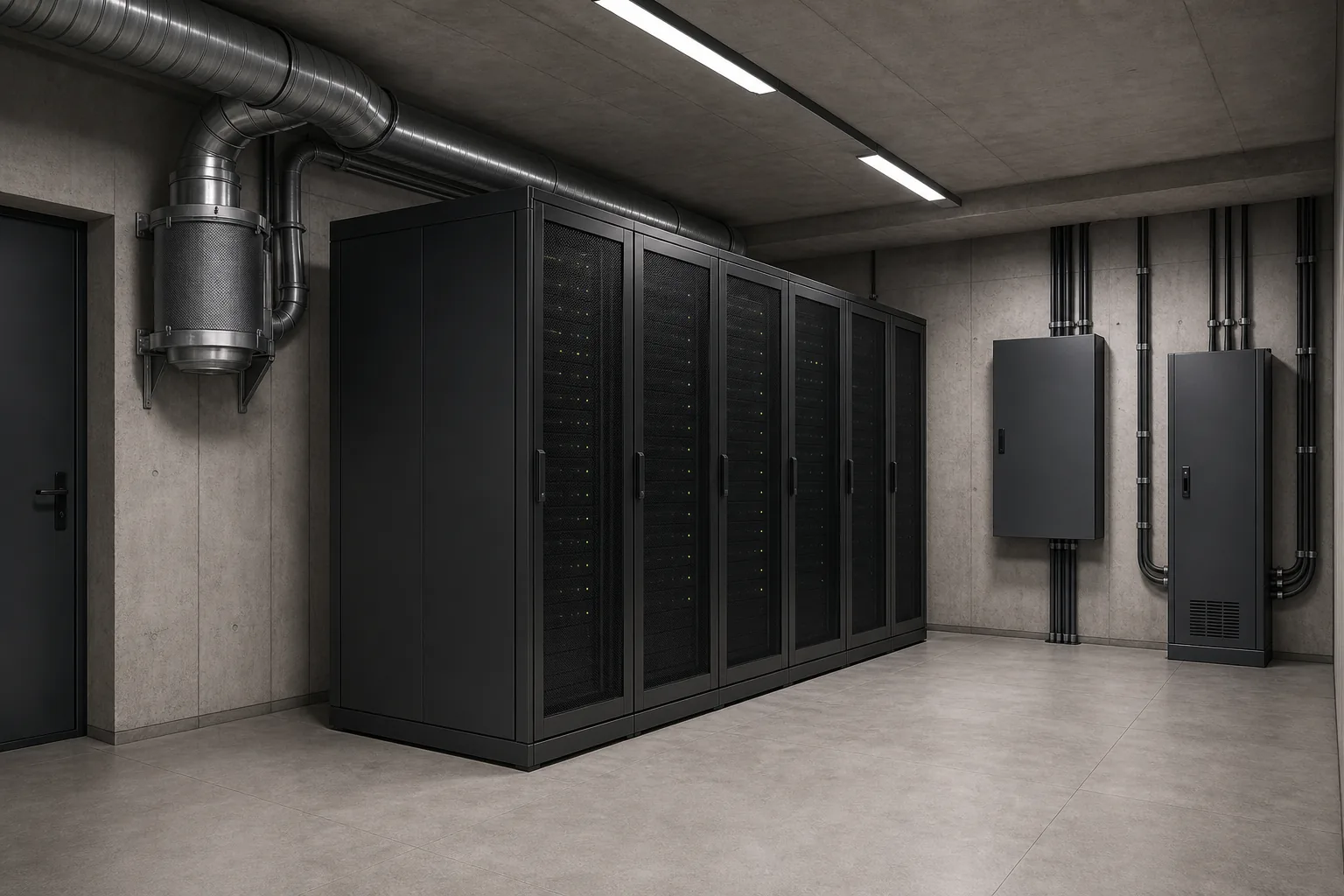 Technischer Sicherheitsraum mit Server- und Versorgungstechnik in einem Unternehmen